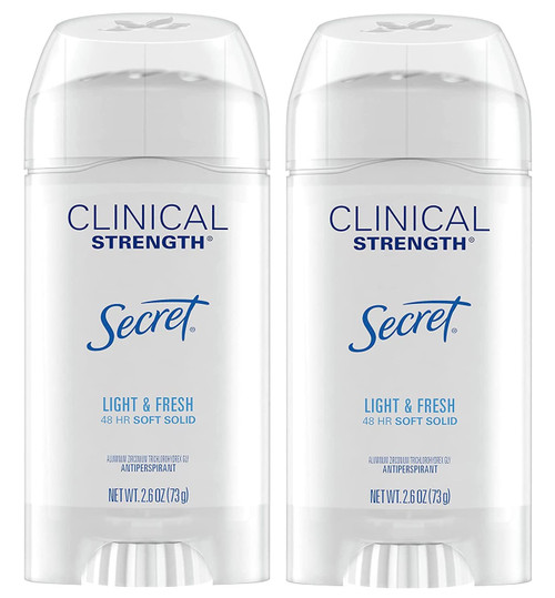 Secret Antiperspirant and Deodorant for Women Clinical Strength Soft Solid Light and Fresh 2.6 Oz - Pack of 2 Secret Antiperspirant and Deodorant for Women Clinical Strength Soft Solid Light and Fresh 2.6 Oz - Pack of 2
