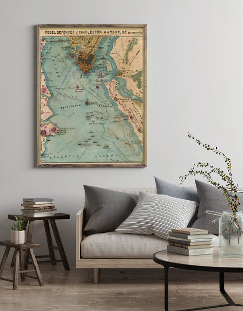 INFINITE PHOTOGRAPHS 1864 Map| Rebel defences sic of Charleston Harbor, S.C., December 11th, 1864| Charlest