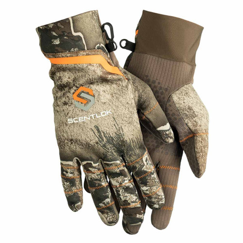 ScentLok Lightweight Camo Customizable Gloves for Hunting (Realtree Excape, Large)