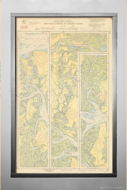 Map|Coastal Charts - Mathison Collection, SC GA Intracoastal: Port Royal to Johnson Creek 1951 Topographic|Vintage Fine Art Reproduction|Size: 14x24|Ready to Frame