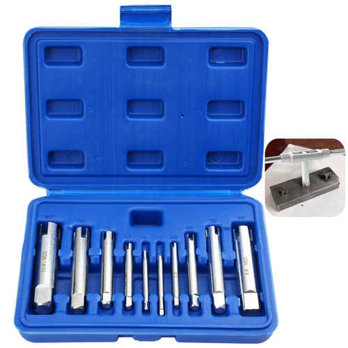 Homaisson Tap Extractor, 10 Pcs Broken Head Screw Bolt Tap Removers Set, Broken Tap Extractor HSS Removal Tools Kit, Stripped Screw Extractors with Box, 3 Flute & 4 Flute