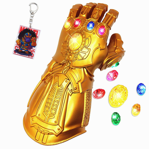 Infinity Gauntlet Glove Adult Electronic Infinity Gloves LED 3 Light Up Mode 6 Infinity Stones With Removable Magnet Gauntlet Cosplay Prop for Birthday Halloween And Christmas Gift(Adult Size).