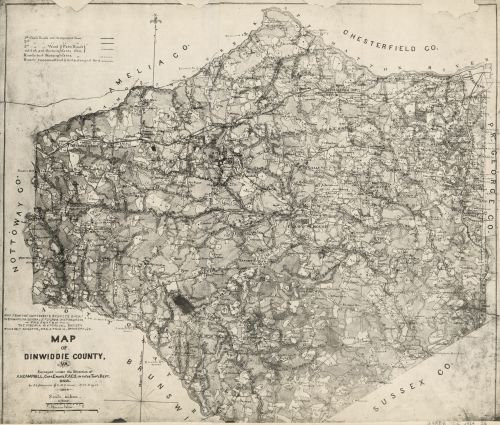 1864 Map of Dinwiddie County, Va. - Size: 20x24 - Ready to Frame - Dinwiddie County | Virginia | Din