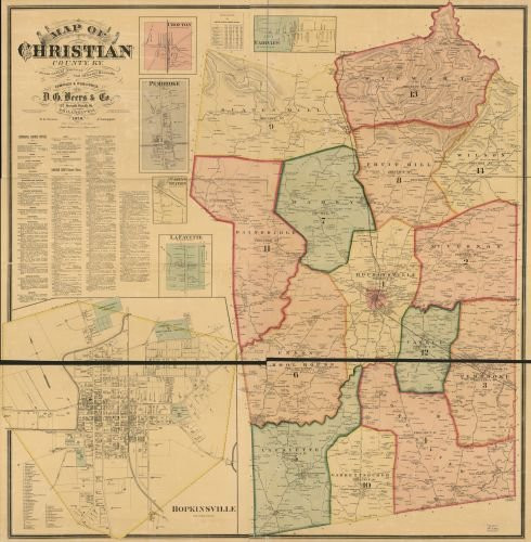 1878 Map of Christian County, Ky. - Size: 24x24 - Ready to Frame - Christian County | Kentucky | Chr