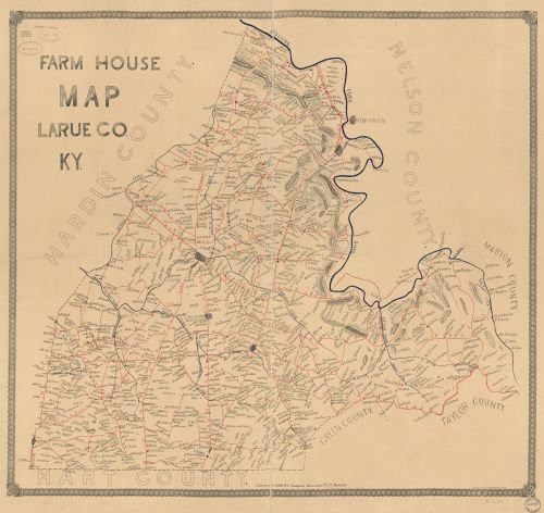 1899 Map Farm House map, Larue Co, Ky. - Size: 24x24 - Ready to Frame - Kentucky | Larue County | K