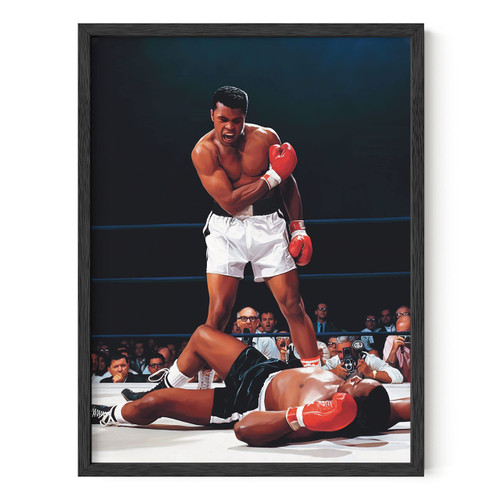 HAUS AND HUES Muhammad Ali Posters - Muhammad Ali Canvas Wall Art in Ring Boxing Posters, Sports Posters, Gym Posters, Black History Pictures for Wall, Sport Posters for Man Cave (Black Framed 12x16)