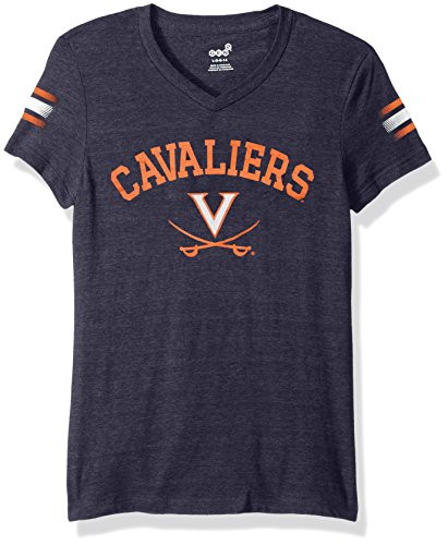NCAA by Outerstuff NCAA Virginia Cavaliers Youth Girls "First Line" Short Sleeve V-Neck Tee, Navy, Youth Medium(10-12)