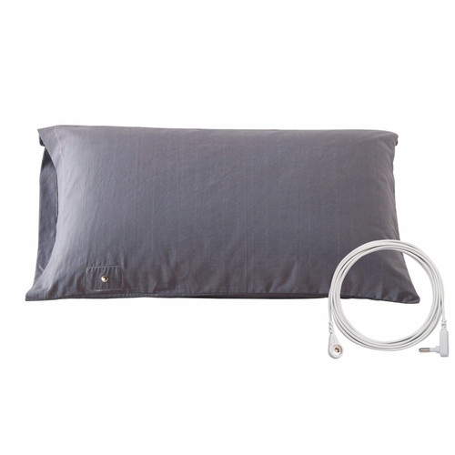 Grounding Pillowcase with 15 feet Grounding Cord, King Size 20x36 inch, 5% Silver Fiber + 95% Cotton Fiber, Conductive Earthing Pillow Case for Better Sleep