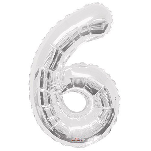 Kaleidoscope 34" Jumbo Number 6 (Six) Foil Mylar Balloon, Silver