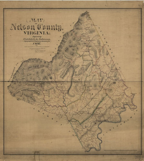 INFINITE PHOTOGRAPHS 1866 map of Nelson County, Virginia|Size 22x24 - Ready to Frame| Landowners|Nelson County|Nelson County|Virginia
