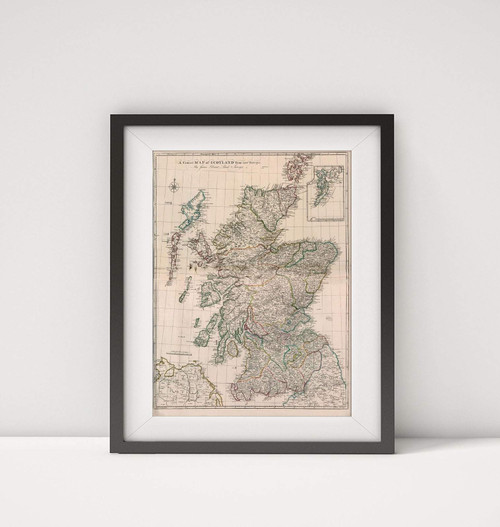 Infinite Photographs 1755 Map of Scotland|Scotland|Title: A Correct Map of Scotland. (Inset) Shetland Islands. Infinite Photographs 1755 Map of Scotland|Scotland|Title: A Correct Map of Scotland. (Inset) Shetland Islands.