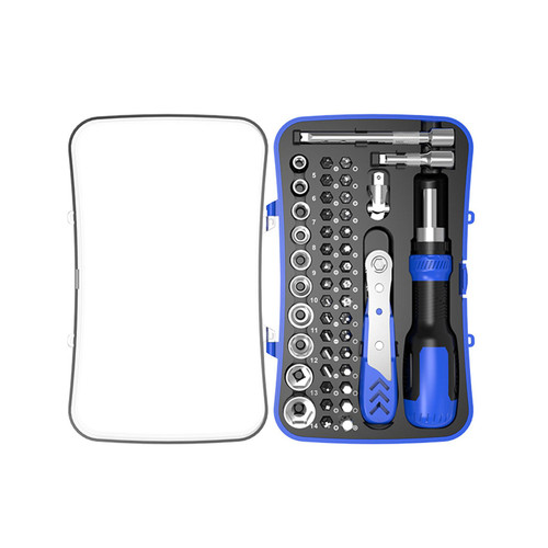 XISAOK Ratcheting Screwdriver Bits & Socket Set with High Strength Drop Chrome Vanadium Steel Bits and Steel Sockets