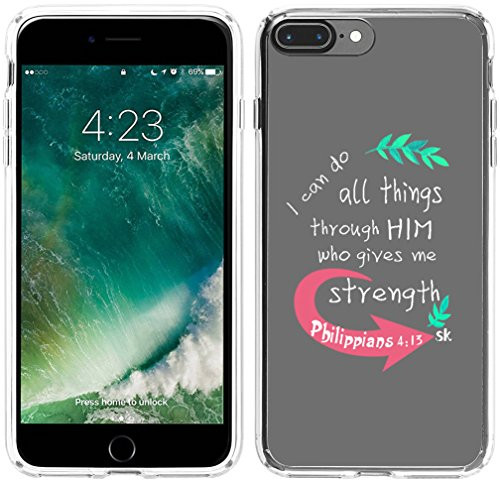 8 Plus Case Christian Sayings,7 Plus Case Bible Verses,Hungo TPU Silicone Protective Cover Compatible with iPhone 7 Plus / 8 Plus Philippians 4:13