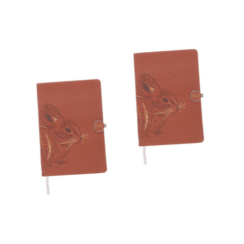 MAGICLULU 2pcs Year of The Rabbit Notebook Calendar Notepad Weekly Planner Calendar Notebook Calendar Planner Business Notebook 2023 Planner Monthly Office Imitation Leather Portable Daily