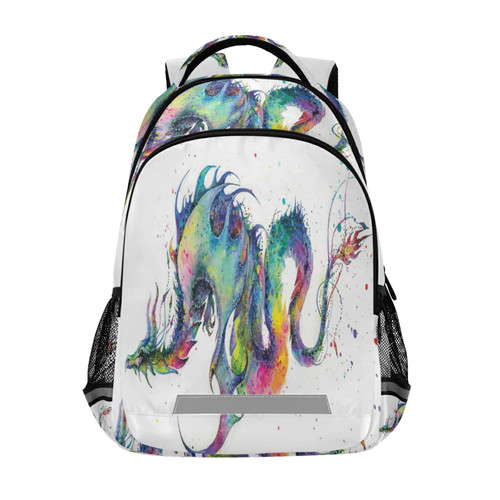 Watercolor Dragon Backpack Schoolbag for Boys Girls Elementary School Bookbag Travel Bag Casual Daypack Rucksack for Students