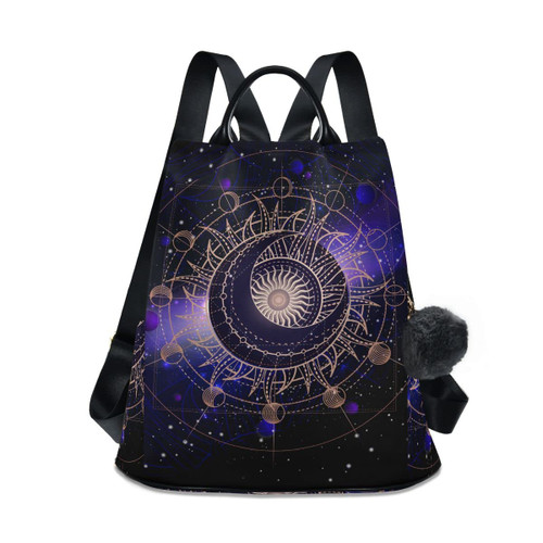 Glaphy Galaxy Sun Moon and Stars Boho Backpack Purse for Women, Anti Theft Backpack Shoulder Bag, Fashion Ladies Backpack