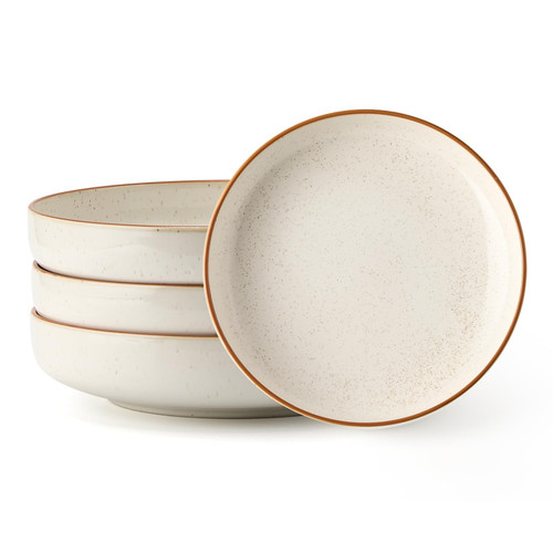 SIDUCAL Pasta Bowls,Large Salad Bowls Set of 4, 40 oz Ceramic Pasta Serving Bowl,Porcelain Pasta Plates and Bowls Set/Microwave,Dishwasher Safe (White)