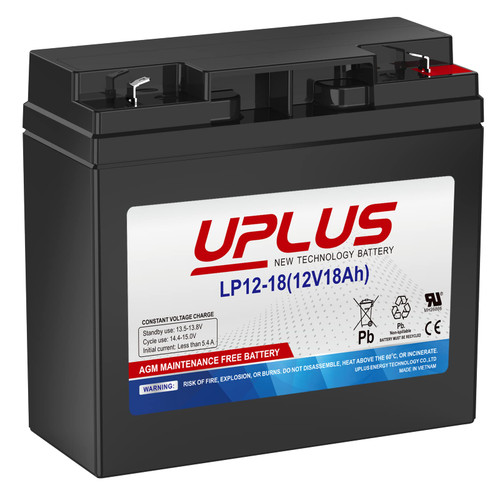 UPLUS 12V 18Ah Rechargeable Sealed Lead Acid Battery - DJW12-18AB Replaces Home Alarm Battery with T2 Terminals for Garage Doors, Security Systems, Burglar Alarms, Fire Alarms, Toys