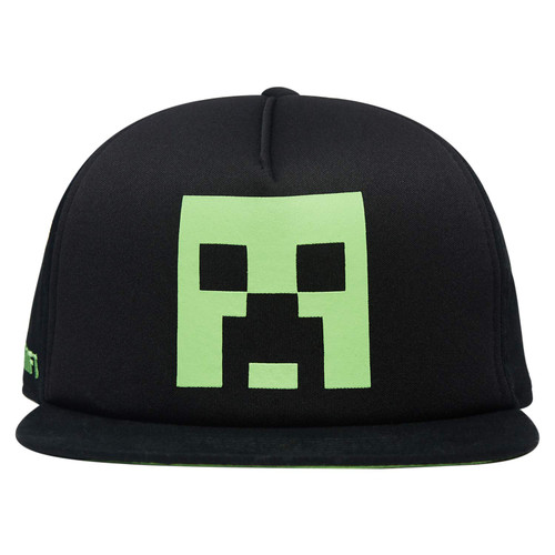 Minecraft Boys Creeper Face Hat - Black and Green Youth Snap Back Hat (Black)