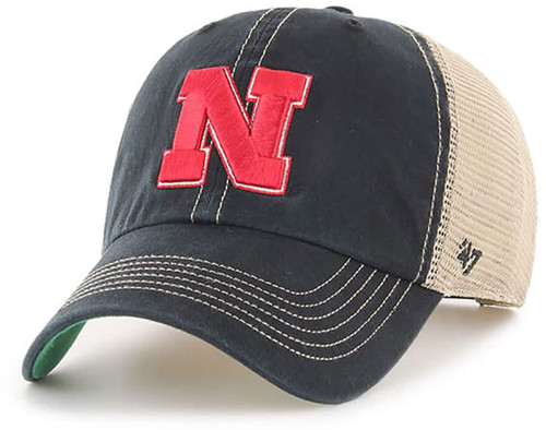 '47 Nebraska Cornhuskers Mens Womens Trawler Clean Up Adjustable Snapback Black Team Color Logo Hat