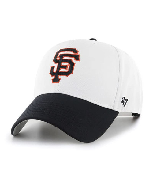'47 San Francisco Giants Mens Womens Replica Basic Two Tone MVP Adjustable Snapback White Black Hat with Team Color Logo