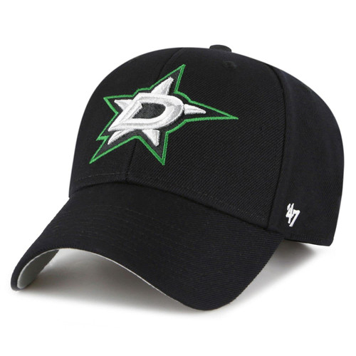 '47 Dallas Stars Mens Womens MVP Adjustable Velcroback Black Hat with Team Color Logo