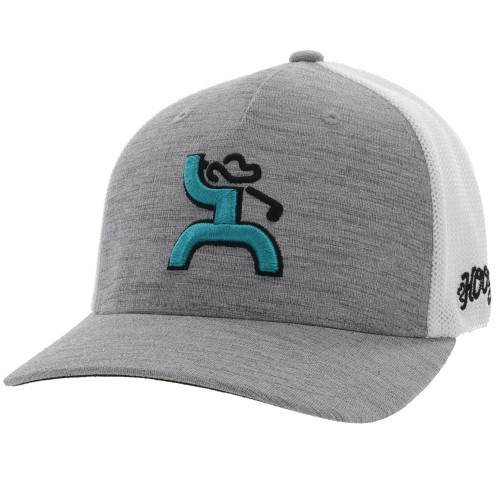 HOOEY Golf 5-Panel Flexfit Mesh Back Hat with Logo (Large/X-Large, Grey/White)