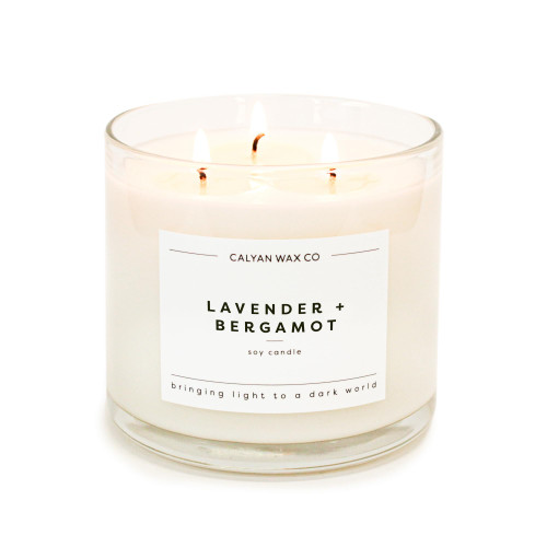 Calyan Wax Scented Candle, Lavender & Bergamot, 3 Wick Candle for The Home Scented with Citrus & Cedar, 14.9 oz Soy Wax Candle with 43 Hour Burn Time, Non Toxic Large Candle in Glass Jar, Gift Calyan Wax Scented Candle, Lavender & Bergamot, 3 Wick Candle for The Home Scented with Citrus & Cedar, 14.9 oz Soy Wax Candle with 43 Hour Burn Time, Non Toxic Large Candle in Glass Jar, Gift