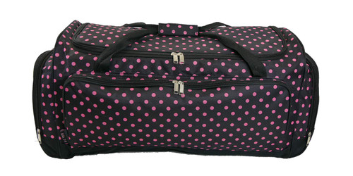 E-Z Roll 30 Inch Light-Weight Fashionable Polka Dot Duffel Bag in 3 Colors (30 Inch, Black with Pink Dot), 01030PD BP