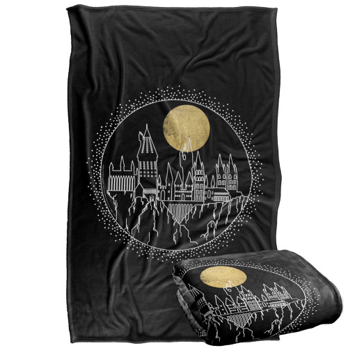 Harry Potter Blanket, 36"x58", Hogwarts Full Moon Line Art, Silky Touch Super Soft Throw Blanket