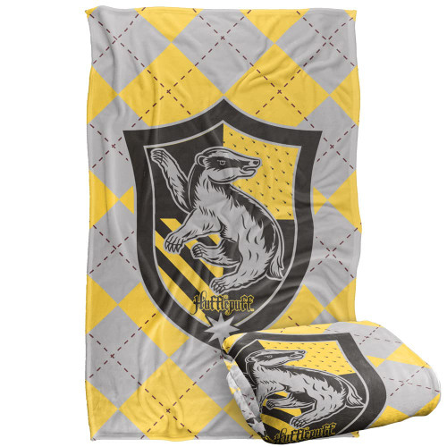Harry Potter Hufflepuff Plaid Sigil Silky Touch Super Soft Throw Blanket 36" x 58",Hufflepuff Plaid Sigil