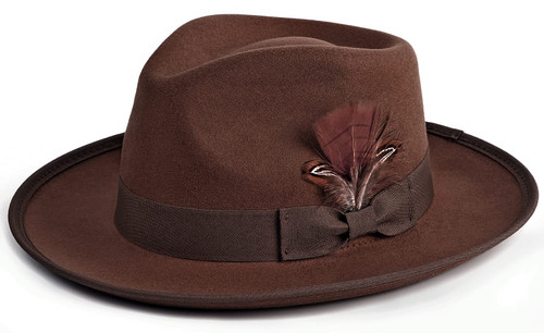 FADACHY Fedora Hats for Men & Women Wide Brim Felt Hat Dress Panama Trilby Hats Brown Fedora XL - XXL