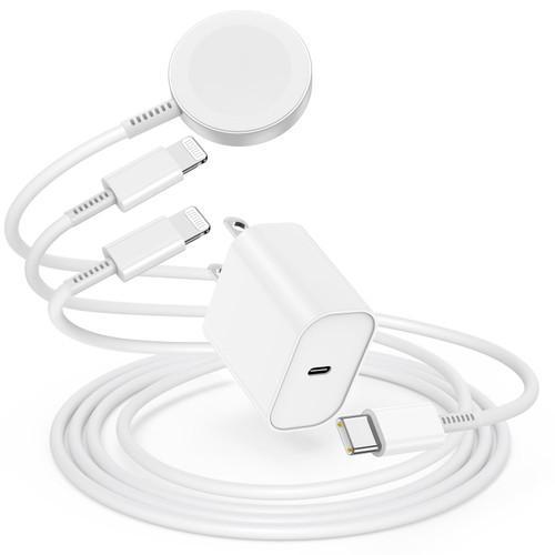 3 in 1 iWatch Charger for Apple Watch Series, Wireless Magnetic Watch Charger Cable 6FT with 20W iPhone Fast Charger Block Charging for iPhone/iWatch/iPad/Airpods and More