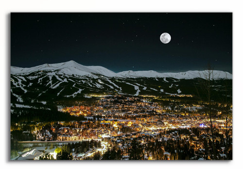 Breckenridge Colorado, Breckenridge wall art, Breckenridge canvas, Moon and stars over Breckenridge, 3 piece wall art canvas
