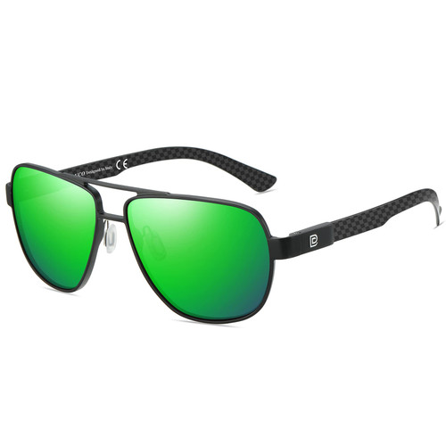 DUCO Aviator Sunglasses For Men Polarized Sunglasses Men UV Protection Carbon Fiber Temple Mens Sun glasses For Driving Green 3051