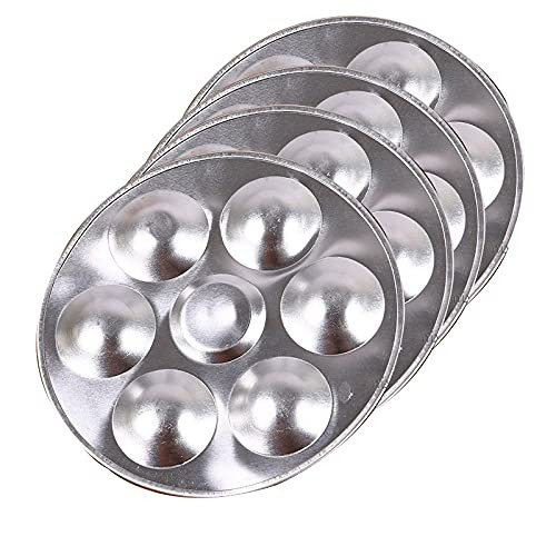 DarbuT 4PCS Metal Paint Mixing Palette Artist Paint Tray DIY Craft Professional Art Painting, 5.3 Inch