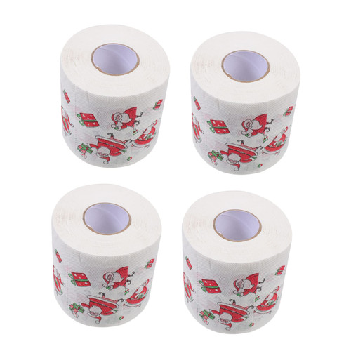 BESTOYARD 8 Rolls Christmas Toilet Roll Christmas Toilet Paper Christmas Tissue Napkin Paper Restaurant Facial Tissues Face Napkins Disposable Dinner Tissues Holiday Items Dining Table