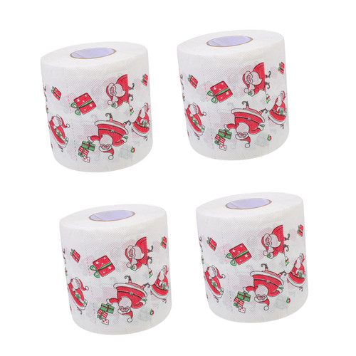 KALLORY 8 Rolls Christmas Toilet Roll Face Christmas Toilet Tissue Christmas Table Napkins Restaurant Napkin New Year Facial Tissue Christmas Cleaning Dining Table Paper Sanitary Napkin