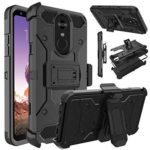 Venoro LG Stylo 4 Phone Case, LG Stylo 4 Case, LG Stylus 4 Case, LG Q Stylo Case, Heavy Duty Armor Shockproof Protection Case Cover with Belt Swivel Clip and Kickstand for LG Stylo 4 Plus (Black)