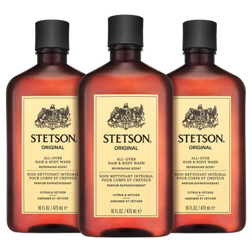 SCENT BEAUTY Stetson Personal Care All Over Hair & Body Wash Moisturizing Body Wash & Shampoo - 16 oz - 3 Pack - Original SCENT BEAUTY Stetson Personal Care All Over Hair & Body Wash Moisturizing Body Wash & Shampoo - 16 oz - 3 Pack - Original