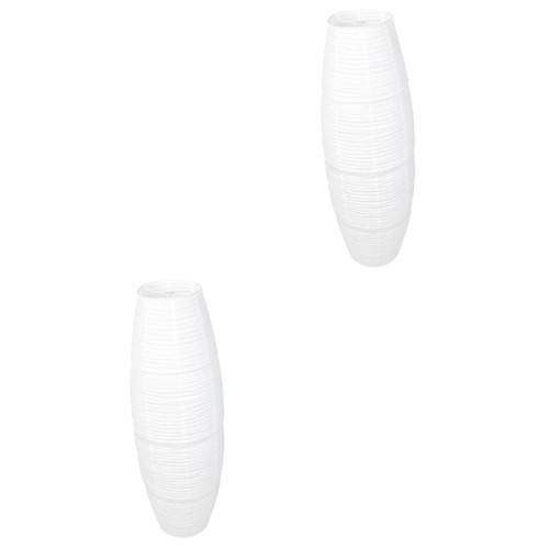BESTOYARD 2 Pcs Lampshade Led Floor Lamp Paper Lamp Linen Drum Lamp Shade Rice Paper Floor Lamp Shade Floor Lamp Accessory Paper Lanterns with Lights Reading Light Wrought Iron White Unique