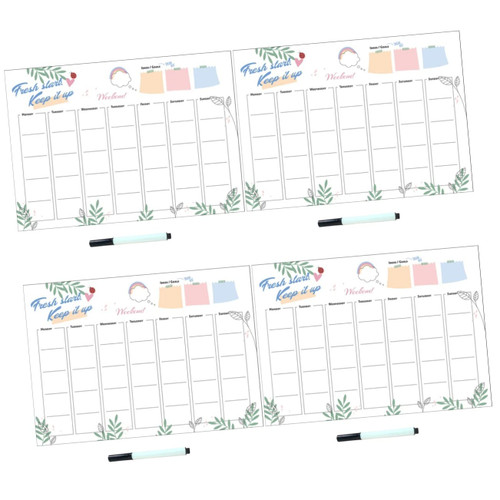 Hohopeti 4pcs Weekly whiteboard Stickers Magnetic Fridge Calendar White Board Calendar Dry Erase Calendar whiteboard Kids Fridge whiteboard Calendar Note Board Refrigerator PVC Child
