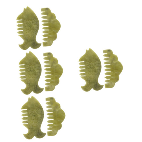 LALAFINA 8 Pcs Jade Comb Jade Hairbrush Scraping Massage Tools Board Head Acupoint Massage Combs Head Massage Comb Wrinkles Removal Guasha Gua Sha Hair Comb Head Massager Rustle Scalp