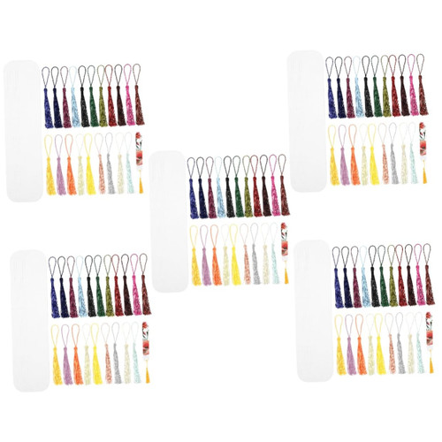 TEHAUX 5 Sets Blank Bookmark Bookmarks Exquisite Tassel Bookmark School Supplies DIY Blank Page Marker Tassels Page Marker Reading Page Markers Delicate Office Supplies Student Acrylic