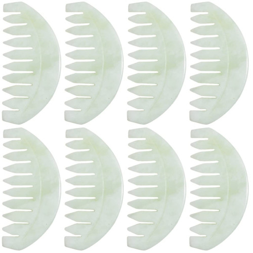 FRCOLOR 8 Pcs Massage Comb Handheld Guasha Scalp Comb Natural Jade Comb Massage Scraping Tool Gua Sha Combs Facial Tools for Skin Care Massage Jade Board Hair Wide Tooth Comb White Bride
