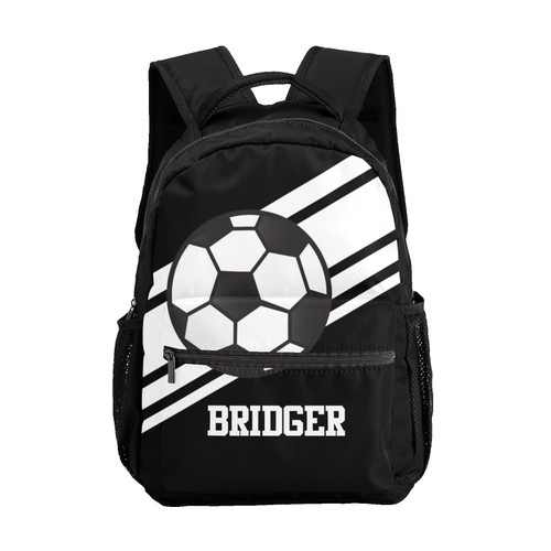 Liveweike Custom Kids Backpack,Soccer Ball Sports Black Personalized Kid's School Bookbags Bag for Gift Boys Girl Children