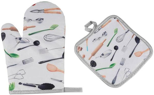 Oven Gloves Potholders Oven Mitts and Pot Holders Set, Heat Resistant Oven Gloves Long Flexible, Non-Slip BBQ Gloves for Kitchen Cooking Baking Grilling Microwave Oven Mitts Kitchen Baking Cooking