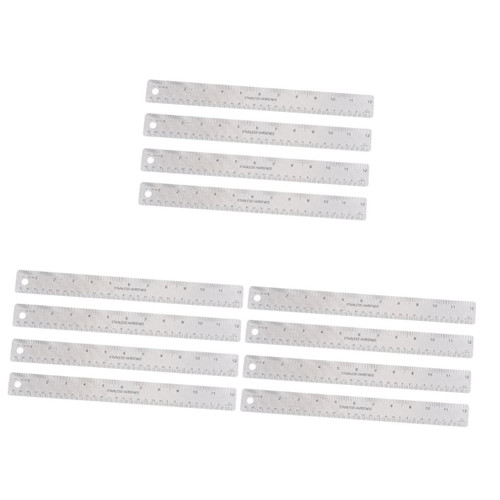 Operitacx 12 Pcs Cork Stainless Steel Ruler Draw Ruler Metal Ruler Scale Rulers Meter Stick Centimeters Ruler Cork Backing Ruler Inch Ruler Measurement Ruler Edge Cartoon Office Wooden