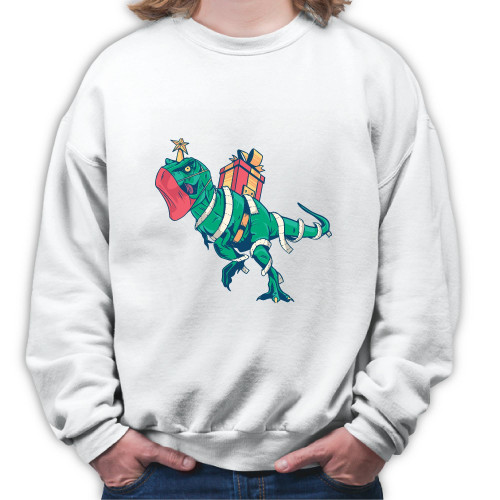 Christmas Gift for Kids Wrapped in Toilet Paper and Christmas Elements White Muticolor Unisex Sweatshirt