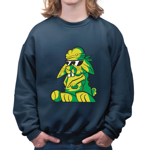 Gift for Pet Lovers Gangster Rabbit Illustration with Sunglasses Navy Muticolor Unisex Sweatshirt